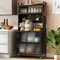 Multifunctional Microwave Stand with 5 Tier Storage and LED Lights